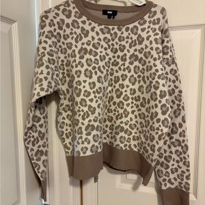 DKNY Women's Animal Print Sweater - Cream and Brown